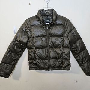 J. Crew Down Filled Full Zip Puffer Coat Nylon Jacket 31405 Women's Olive Green